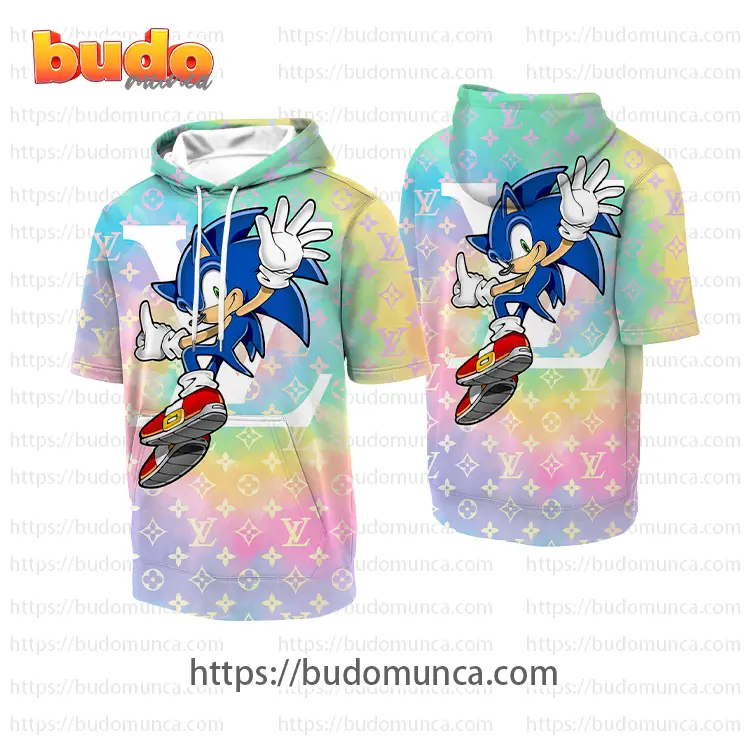 Louis vuitton and sonic the hedgehog v6 hooded short sleeve t-shirt gift uninque for kid man women